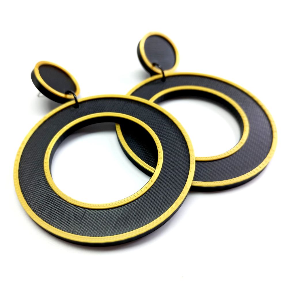 Pendientes Halo Elegancia geométrica, impacto visual y sostenibilidad, impresos en 3D de la colección Tonoto